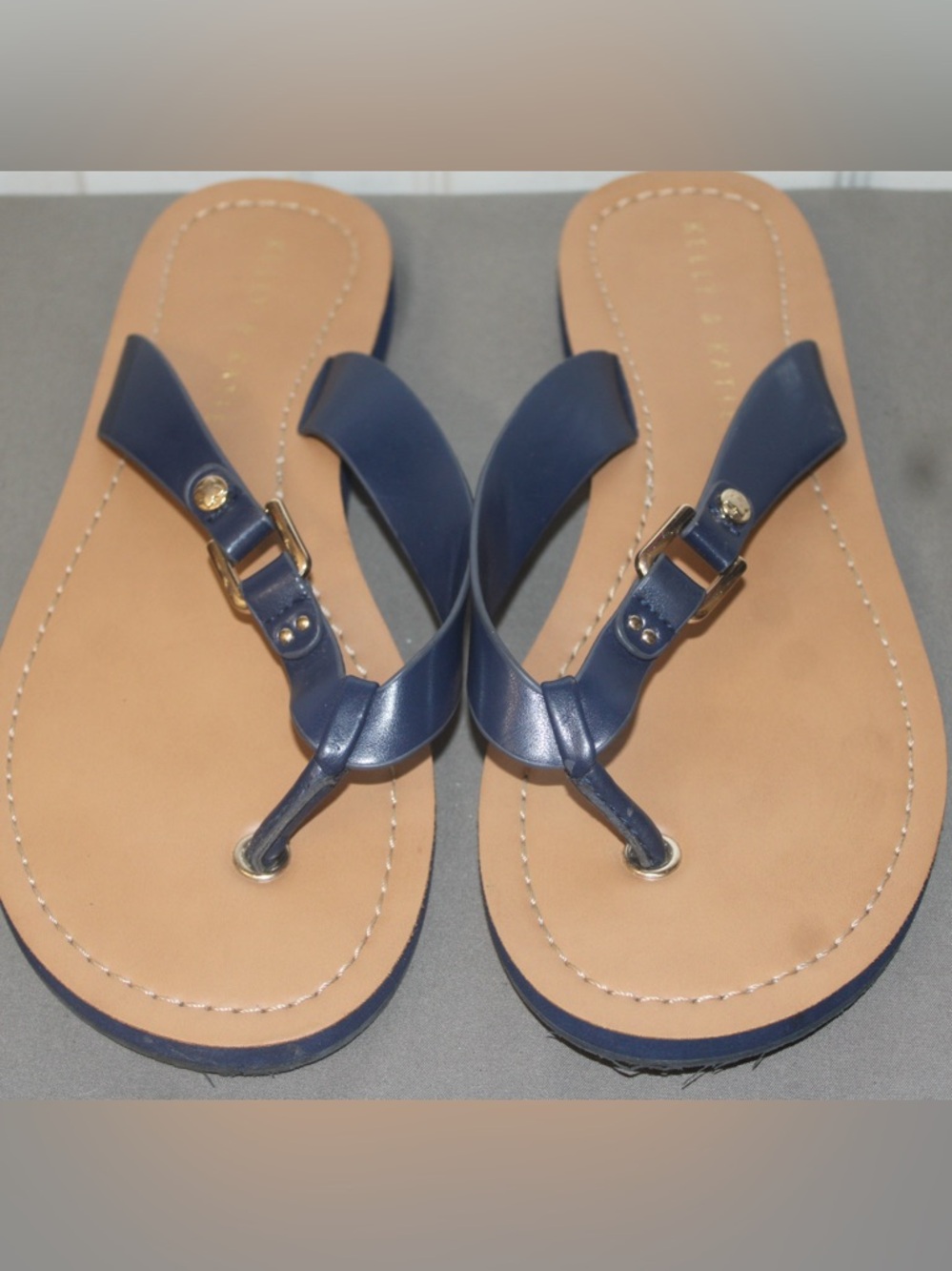 Kelly & Katie Navy Blue T-Strap Thong Sandals Size 7M